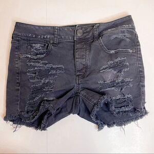 American Eagle Distressed Tom Girl Black Shorts Size 0